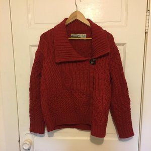 Aran Crafts red knit wool sweater